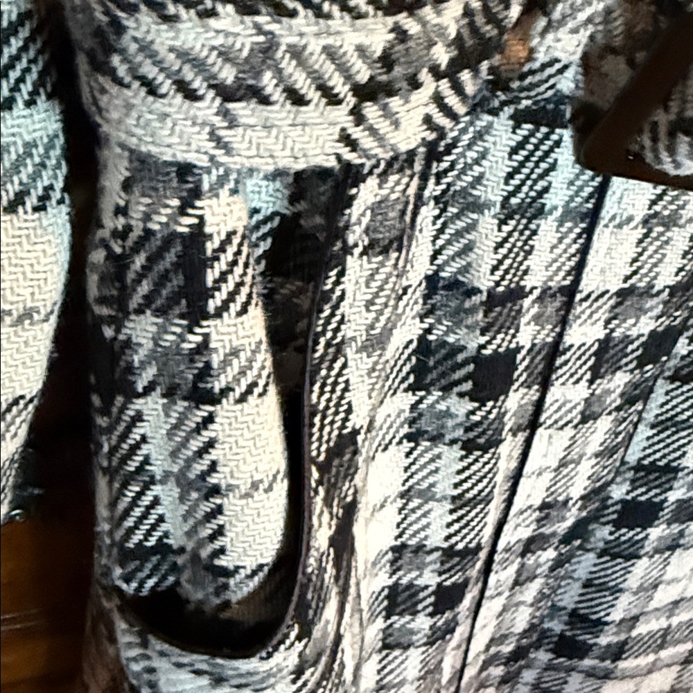 Paris Blues Black and White Plaid Trench Coat - Picture 6 of 7